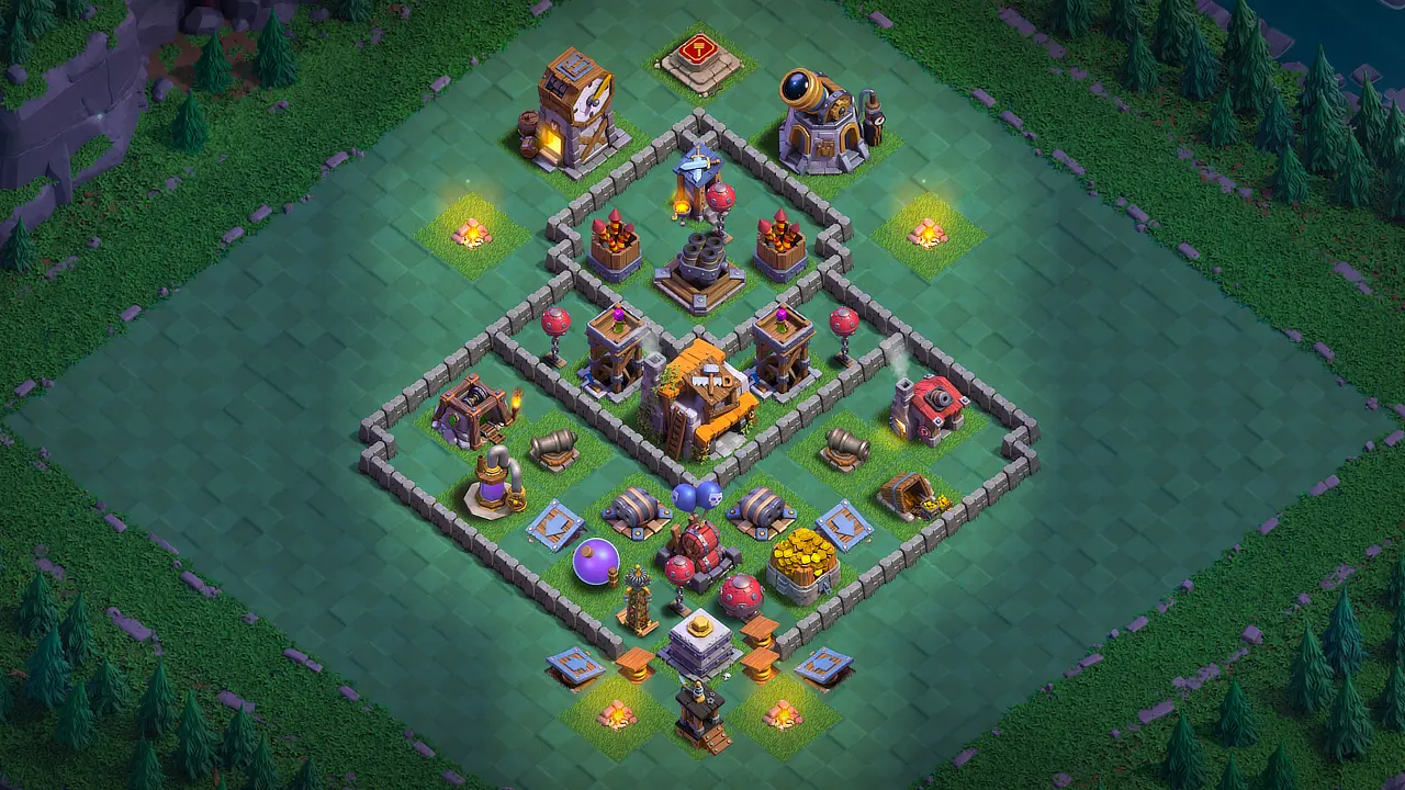 จัดบ้าน 5 เมืองกลางคืน แบบที่ 1 ป้องกัน 2 ดาว - Clash of Clans