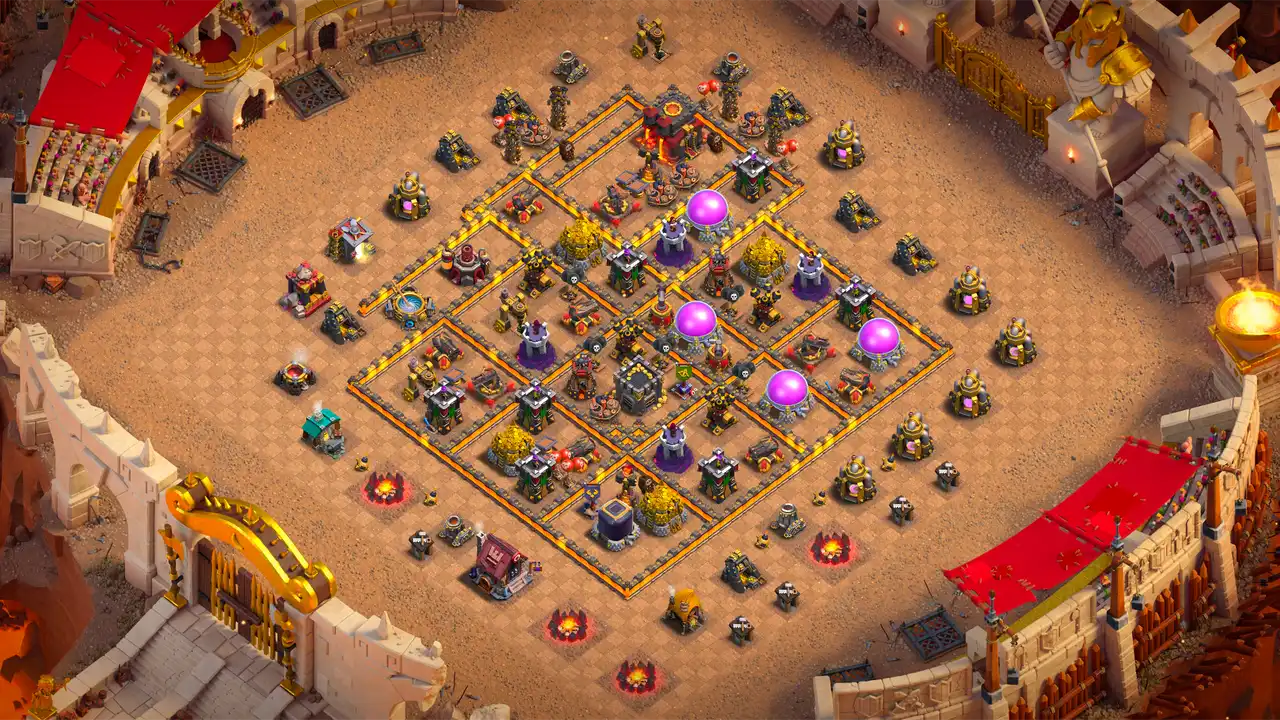 จัดบ้าน 10 สาย CWL ป้องกัน 3 ดาว #5 แบบกล่องอสมมาตร ครกตัวที ต้านควีนชาร์จและสายบินสแปม Clash of Clans 2026