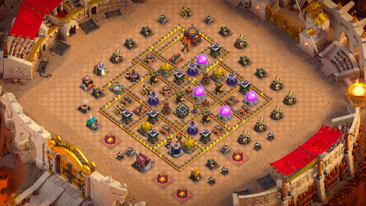 จัดบ้าน 10 Clash of Clans สายวอร์ลีก ป้องกัน 3 ดาว มุมมองสอดแนม
