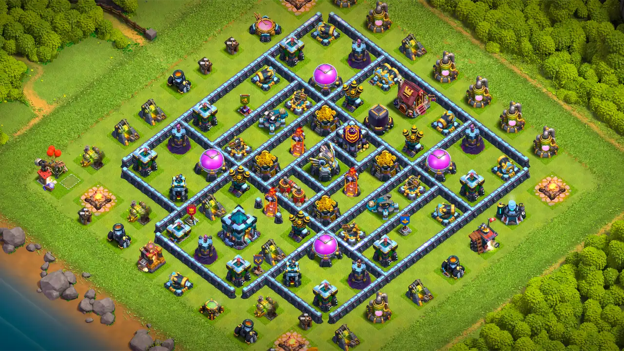 จัดบ้าน 13 Clash of Clans สายฟาร์ม ป้องกัน 3 ดาว มุมมองสอดแนม