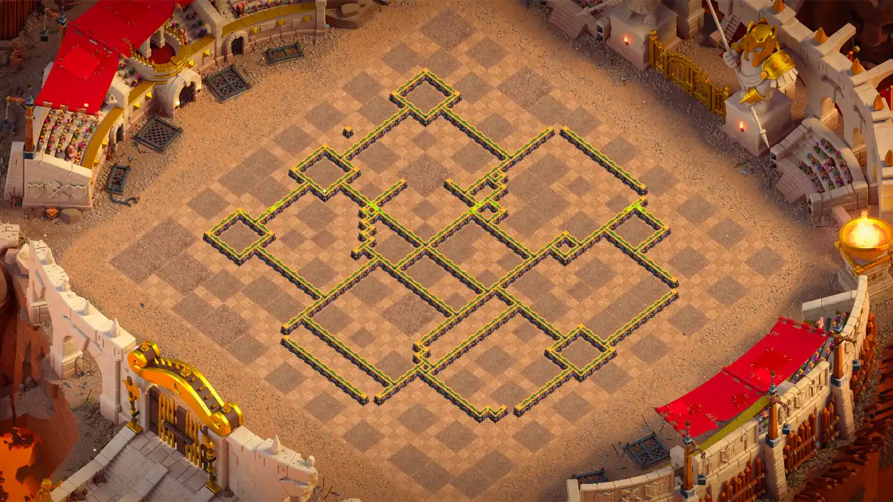 จัดบ้าน 14 Clash of Clans สายวอร์ลีก ป้องกัน 3 ดาว มุมมองกำแพง
