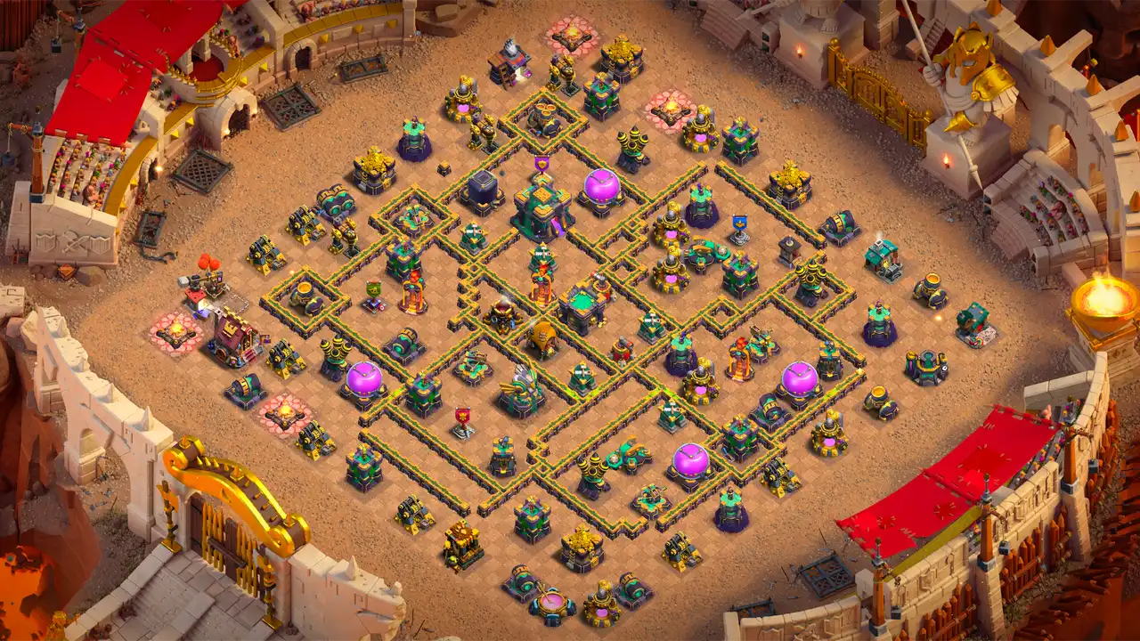 จัดบ้าน 14 Clash of Clans สายวอร์ลีก ป้องกัน 3 ดาว มุมมองสอดแนม