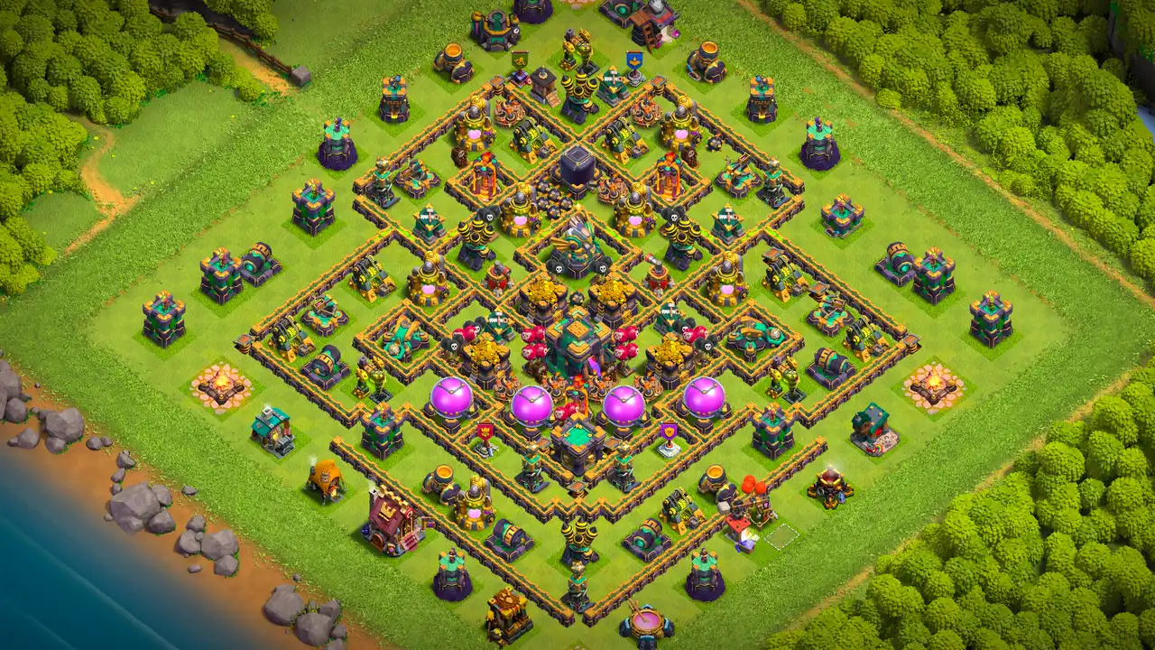 จัดบ้าน 14 สายฟาร์ม ป้องกัน 2 ดาว #1 คลังทรัพยากรรวมกลางฐาน กับดักล้อมรอบป้องกันการปล้นทรัพยากร Clash of Clans 2026