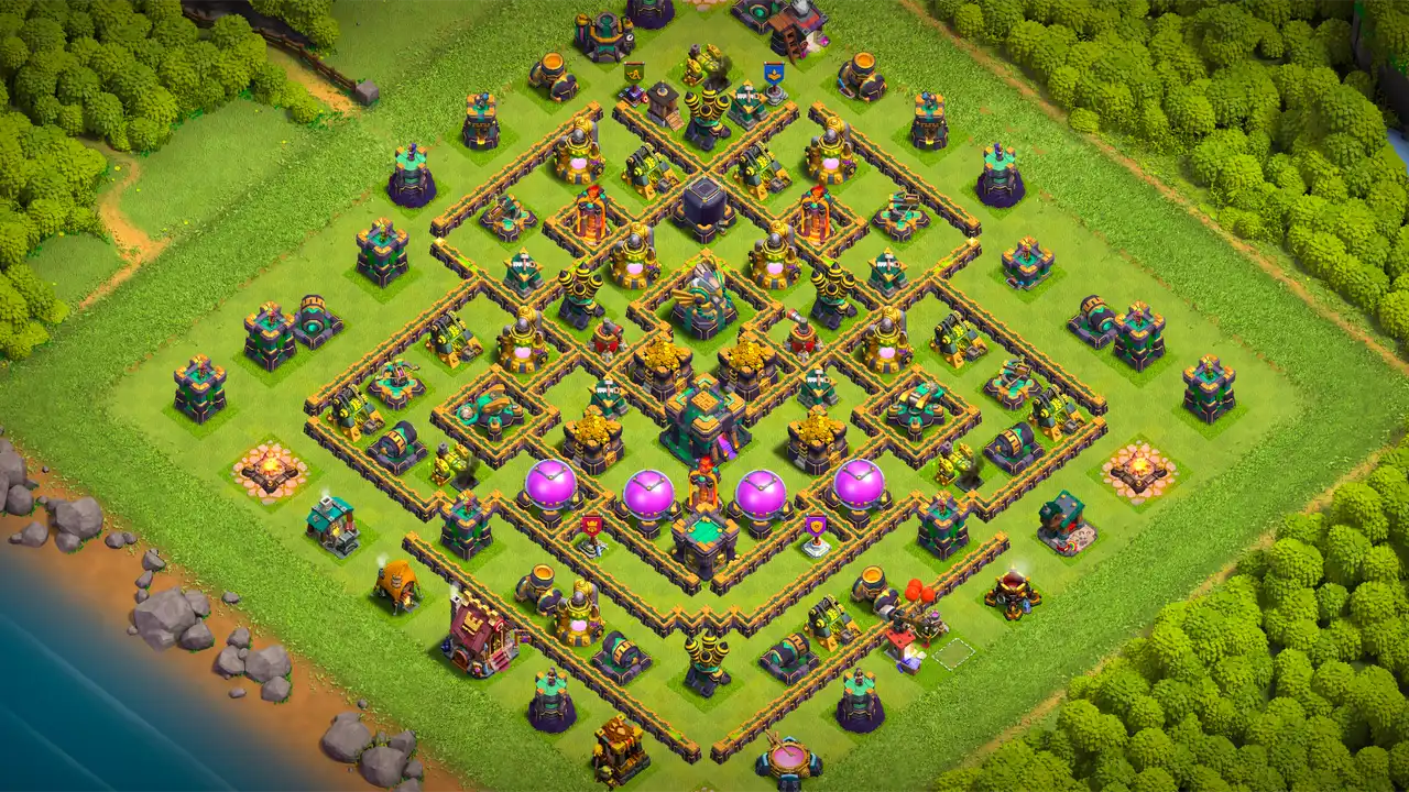 จัดบ้าน 14 Clash of Clans สายฟาร์ม ป้องกัน 2 ดาว มุมมองสอดแนม