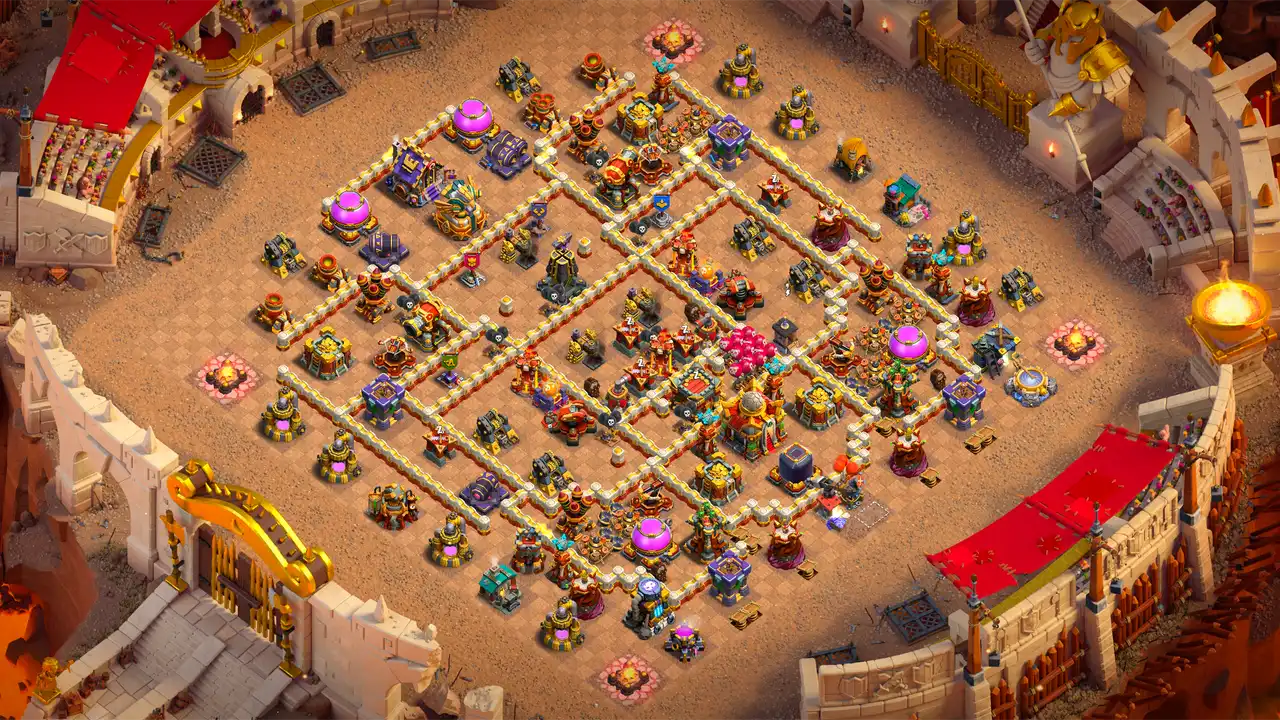 จัดบ้าน 16 สาย CWL ป้องกัน 3 ดาว #5 แบบกล่อง หอนรกคู่ เทสล่าดักมังกร สปริงดักหมูบิน Clash of Clans 2026