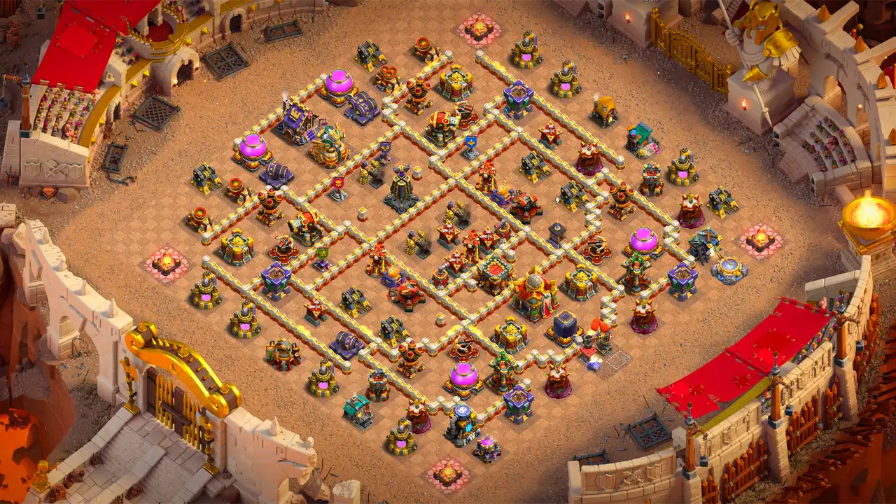 จัดบ้าน 16 Clash of Clans สายวอร์ลีก ป้องกัน 3 ดาว มุมมองกำแพง