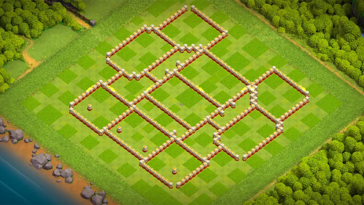 จัดบ้าน 16 Clash of Clans โหมดจัดอันดับ ป้องกัน 2 ดาว มุมมองกำแพง