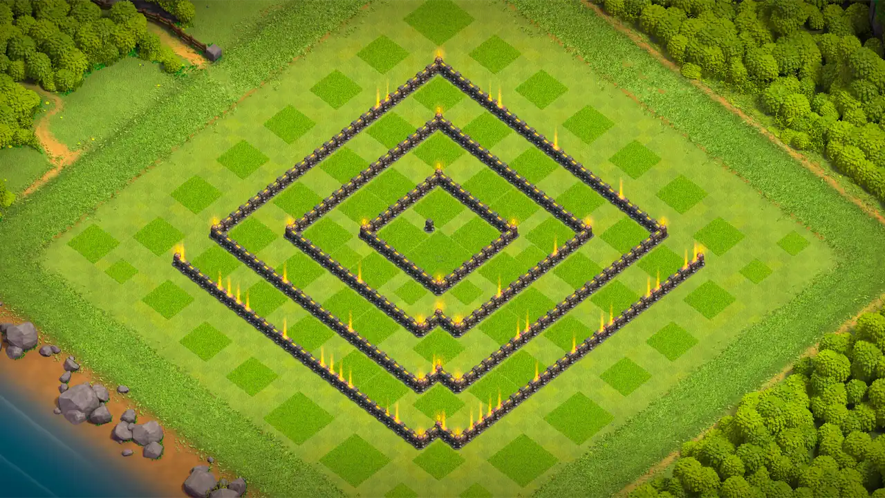 จัดบ้าน 9 Clash of Clans โหมดจัดอันดับ ป้องกัน 2 ดาว มุมมองกำแพง