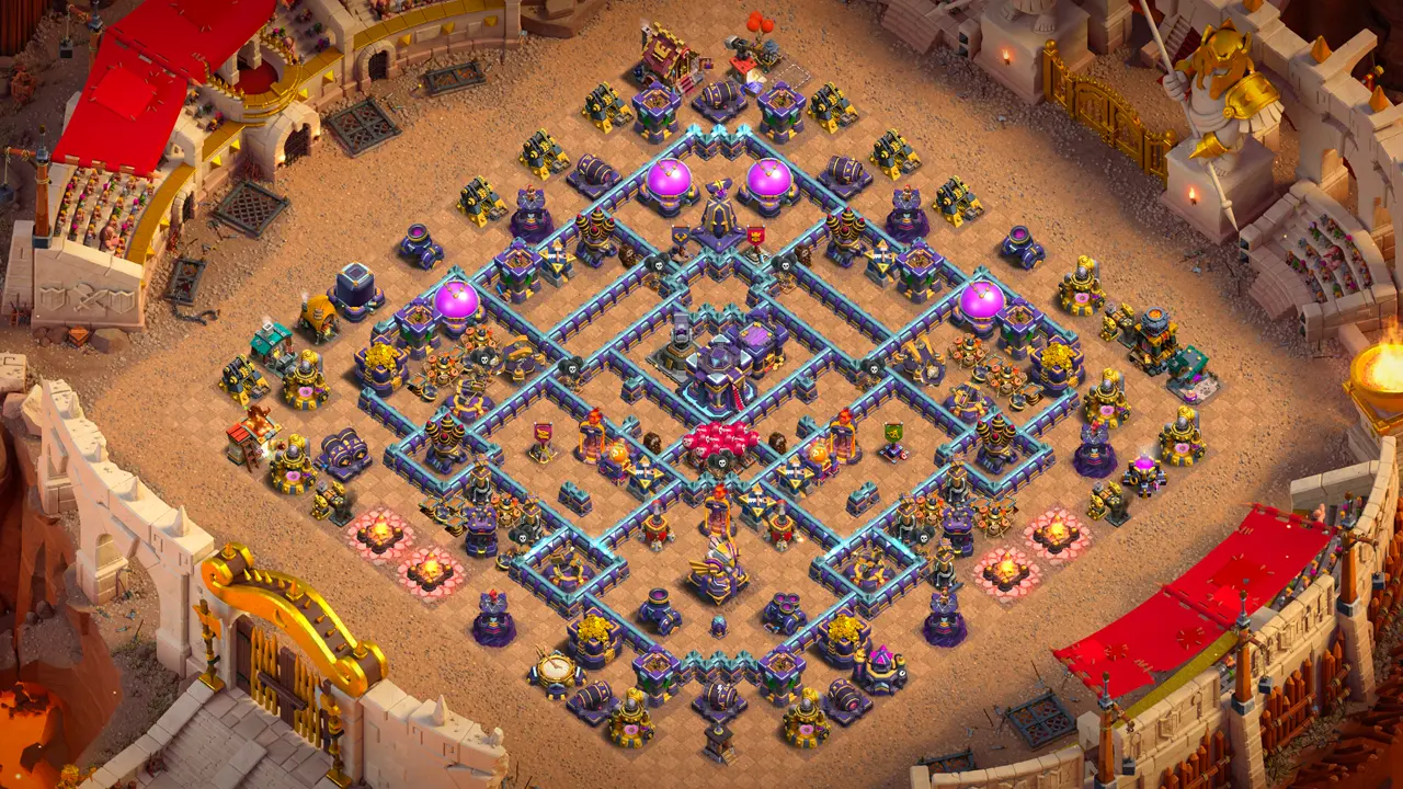 จัดบ้าน 15 สายวอร์ พร้อมลิงก์จัดบ้านในเกม Clash of Clans ป้องกัน 2 ดาว เครื่องพิฆาตผู้กล้า แบ่งฐานเป็นส่วนเล็กสกัดควีนชาร์จ