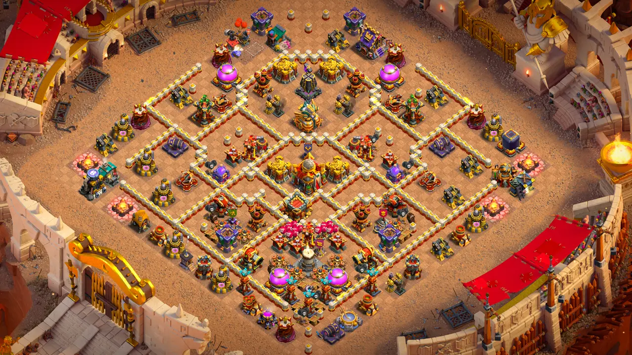 จัดบ้าน 16 สายวอร์ พร้อมลิงก์จัดบ้านในเกม Clash of Clans ป้องกัน 2 ดาว เทียนไขไฟร้อนแรง เทสล่าและกับดักทอร์นาโดคุมเทียนไข