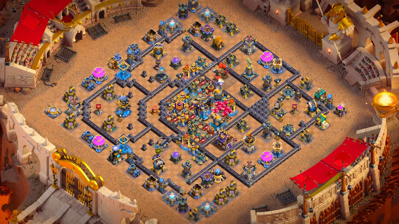 จัดบ้าน 18 สายวอร์ พร้อมลิงก์จัดบ้านในเกม Clash of Clans ป้องกัน 2 ดาว เครื่องพิฆาตผู้กล้า แยกหอคอยแก้แค้นเดี่ยว เข้าถึงยาก