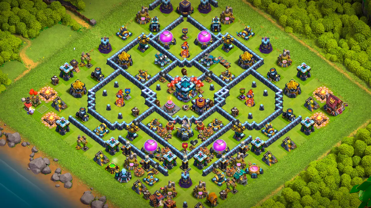 จัดบ้าน 13 โหมดจัดอันดับ พร้อมลิงก์จัดบ้านในเกม Clash of Clans ป้องกัน 2 ดาว เครื่องยิงเค้ก แยกเสาลาวาสกัดทหาร