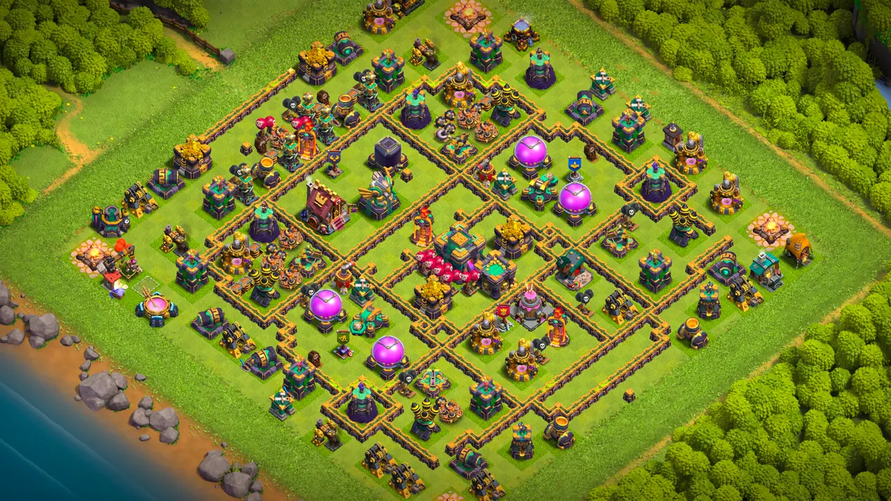 จัดบ้าน 14 โหมดจัดอันดับ พร้อมลิงก์จัดบ้านในเกม Clash of Clans ป้องกัน 2 ดาว เครื่องยิงเค้ก แยกบ้านไว้กลางฐาน เข้าถึงยาก