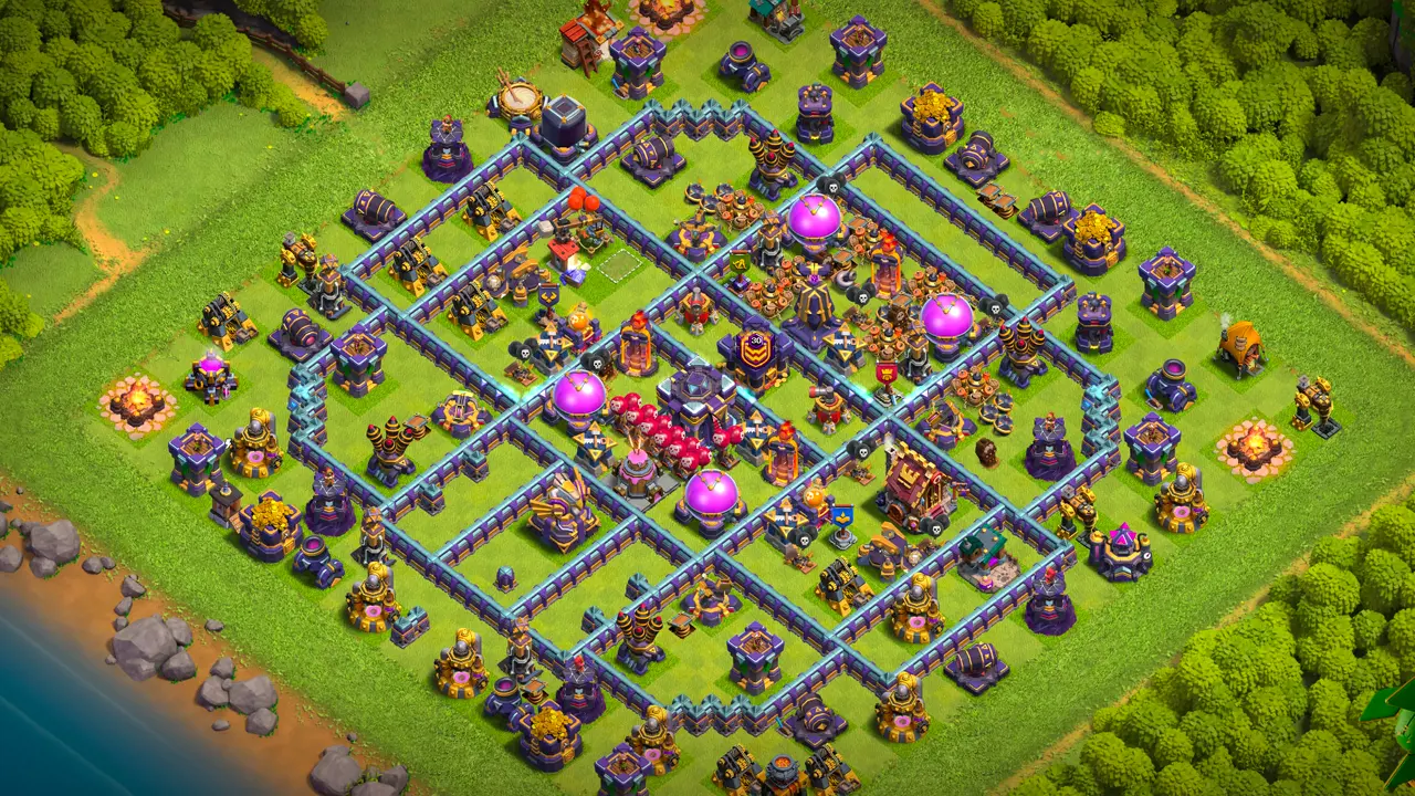 จัดบ้าน 15 โหมดจัดอันดับ พร้อมลิงก์จัดบ้านในเกม Clash of Clans ป้องกัน 2 ดาว เครื่องยิงเค้ก กับดักหนาแน่นโซนเสามรณะ