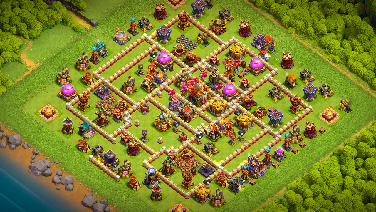 จัดบ้าน 16 โหมดจัดอันดับ พร้อมลิงก์จัดบ้านในเกม Clash of Clans ป้องกัน 2 ดาว เครื่องยิงเค้ก เส้นทางทหารซับซ้อน เข้าถึงกลางฐานยาก