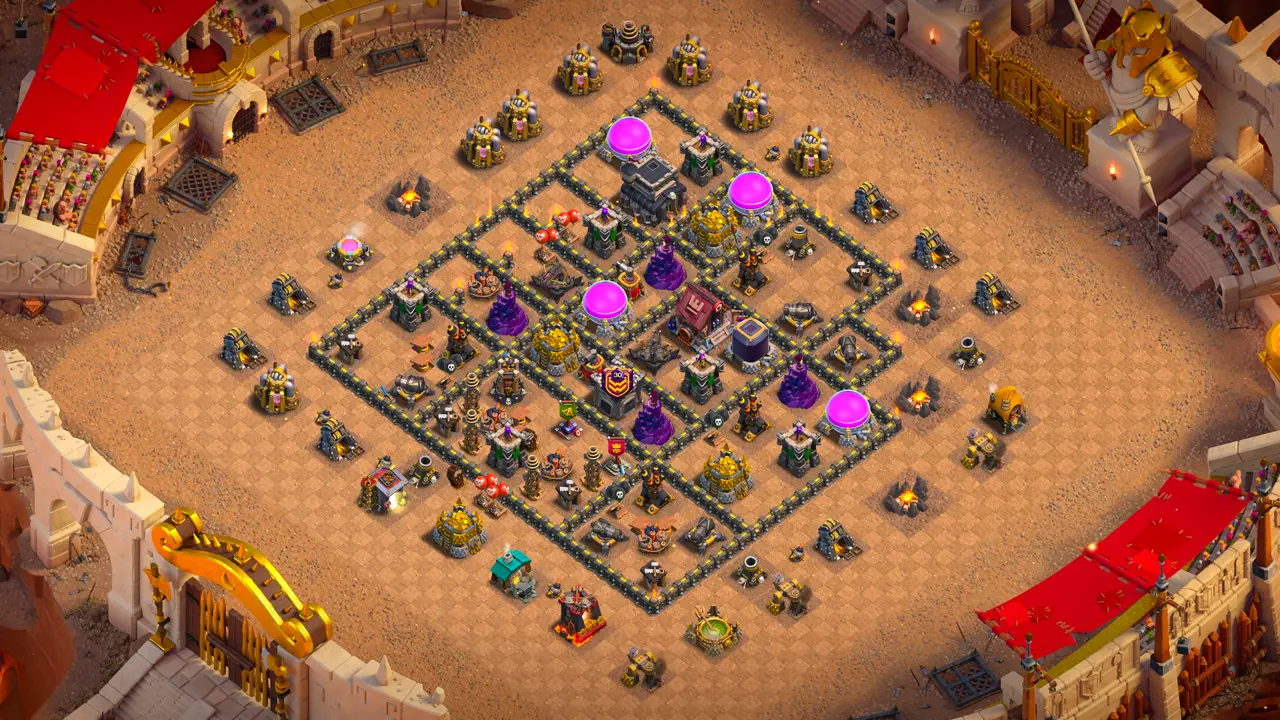 จัดบ้าน 9 สายวอร์ลีก พร้อมลิงก์จัดบ้านในเกม Clash of Clans เทสล่าคู่กับดักโครงกระดูกและระเบิด กับดักกันคนขี่หมูป่าและลาวาลูน