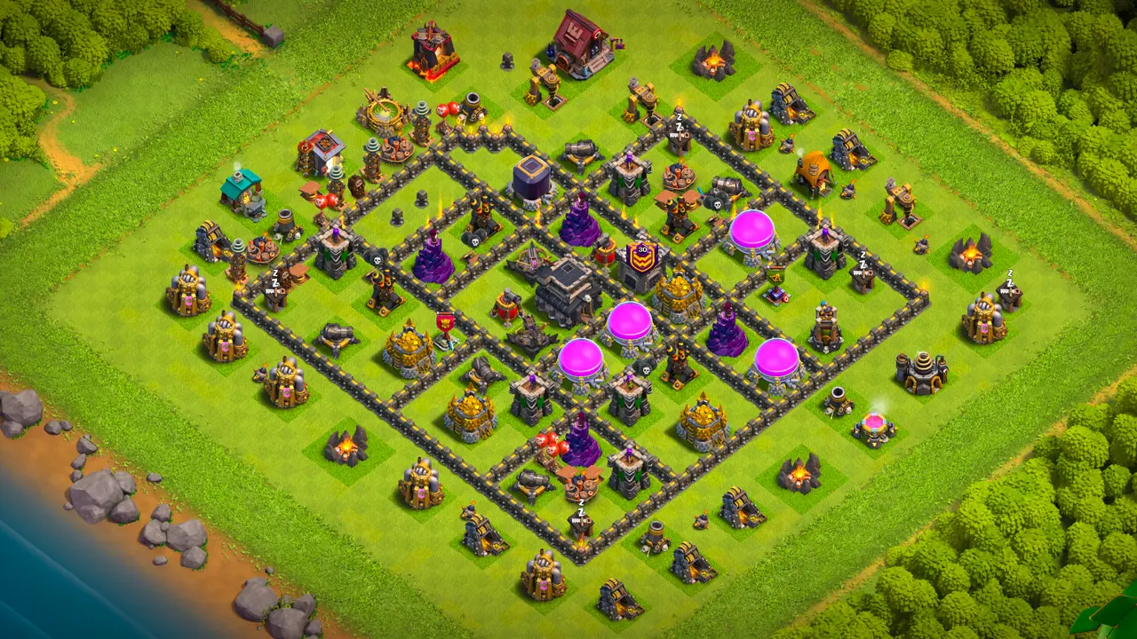 จัดบ้าน 9 โหมดจัดอันดับ พร้อมลิงก์จัดบ้านในเกม Clash of Clans ป้องกัน 2 ดาว เทสล่าดักทหารท้ายเกม สปริง ระเบิด กับดักอากาศกันหมูป่าและลาวาลูน